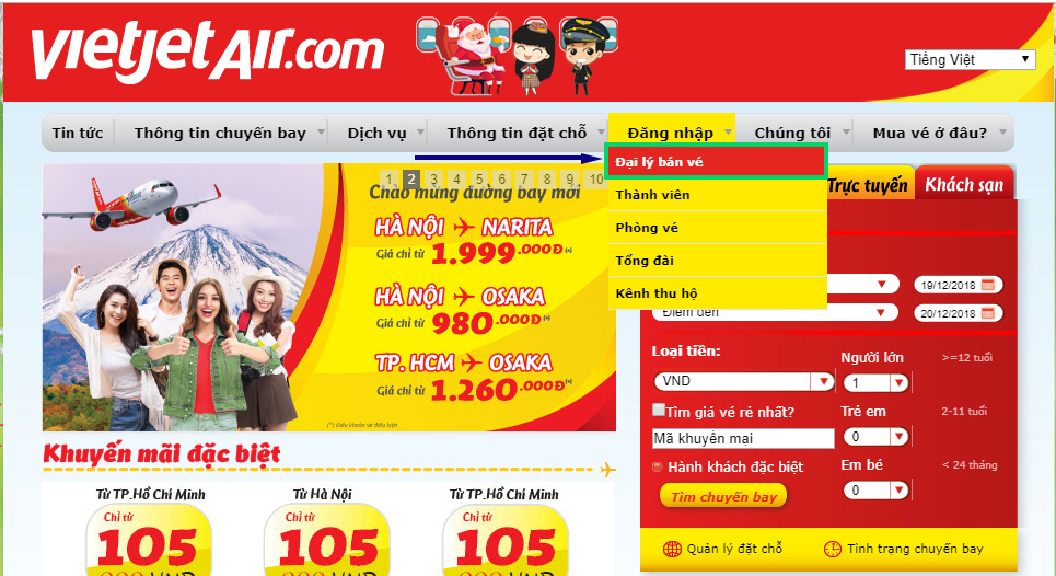 trang hãng bước 1-HƯỚNG DẪN BOOK GIỮ CHỖ TRÊN TRANG HÃNG VIETJET AIR