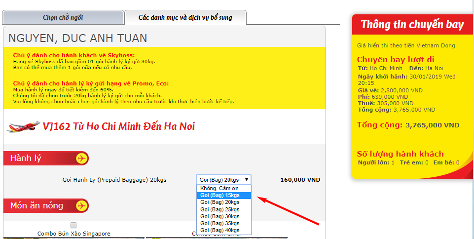 bước 8-HƯỚNG DẪN BOOK GIỮ CHỖ TRÊN TRANG HÃNG VIETJET AIR